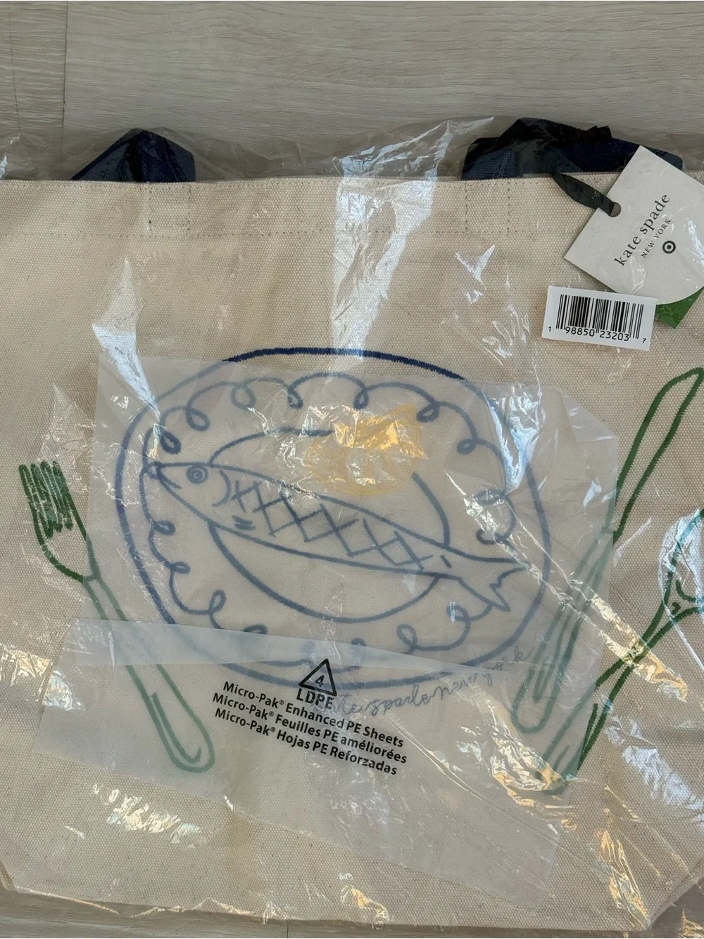 Kate Spade x Target Embroidered Fish Dinner Tote Bag NWT